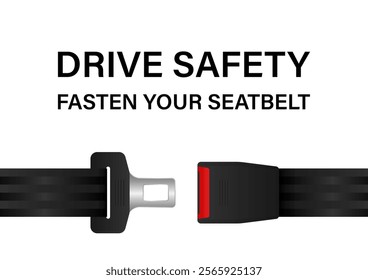 Safety Seatbelt. Car or Airplane Seatbelt. Fasten Your Seatbelt. Safety First.  Vector Illustration. 