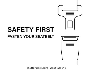 Safety Seatbelt. Car or Airplane Seatbelt. Fasten Your Seatbelt. Safety First.  Vector Illustration. 