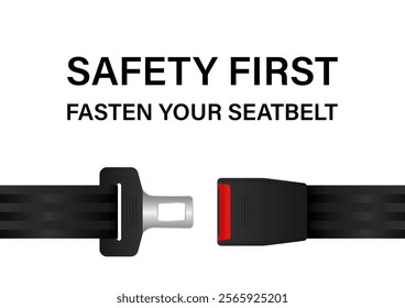 Safety Seatbelt. Car or Airplane Seatbelt. Fasten Your Seatbelt. Safety First.  Vector Illustration. 