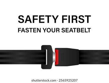 Safety Seatbelt. Car or Airplane Seatbelt. Fasten Your Seatbelt. Safety First.  Vector Illustration. 