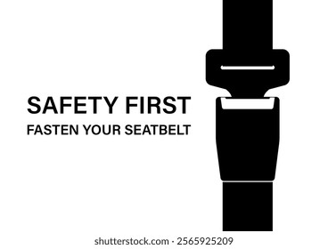 Safety Seatbelt. Car or Airplane Seatbelt. Fasten Your Seatbelt. Safety First.  Vector Illustration. 