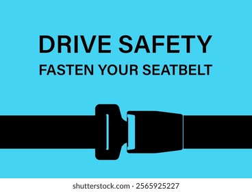 Safety Seatbelt. Car or Airplane Seatbelt. Fasten Your Seatbelt. Safety First.  Vector Illustration. 