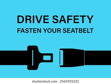 Safety Seatbelt. Car or Airplane Seatbelt. Fasten Your Seatbelt. Safety First.  Vector Illustration. 