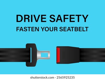 Safety Seatbelt. Car or Airplane Seatbelt. Fasten Your Seatbelt. Safety First.  Vector Illustration. 