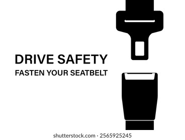 Safety Seatbelt. Car or Airplane Seatbelt. Fasten Your Seatbelt. Safety First.  Vector Illustration. 