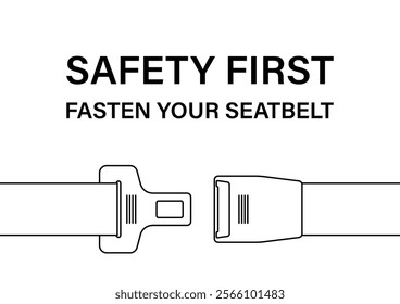 Safety Seatbelt. Car or Airplane Seatbelt. Fasten Your Seatbelt. Safety First. Vector Illustration. 