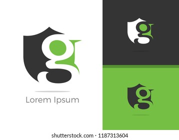 Safety and Security G letter logo design,  letter g in shield vector icon.