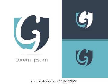 Safety and Security G letter logo design,  letter g in shield vector icon.