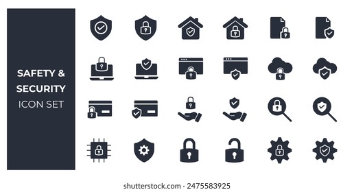 Safety and security icon set 