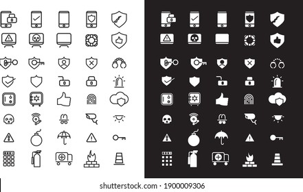  safety and security icons set, vector