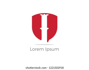 Safety and security I letter logo design, letter i in shield vector icon.
