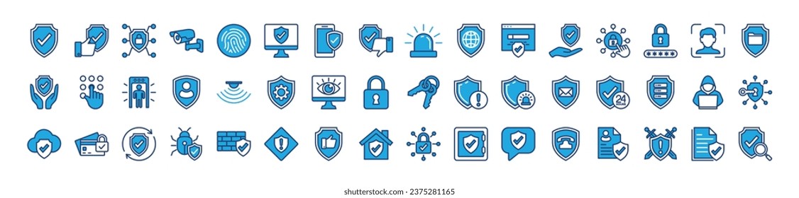 Safety, security, protection color icons collection. Cyberspace, internet, digital, network, computer, app, website, device, online, technology and other. Editable stroke. Vector illustration