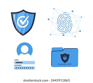 Iconos planos de la seguridad, de la seguridad, de la protección. Para el diseño de marketing de Sitio web, logotipo, App, Plantilla, ui, etc. Ilustración vectorial.