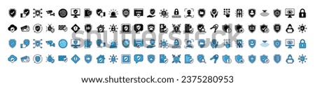 Safety, security, protection flat and colour icons collection. Cyberspace, internet, digital, network, computer, app, website, device, online, technology. Editable stroke. Vector illustration