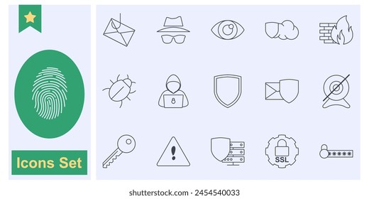 Safety, security, protection icon set symbol collection, logo isolated vector illustration