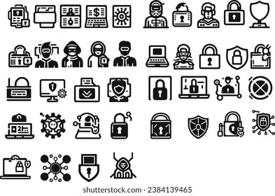 safety, security, protection thin line icons. Editable stroke. For website marketing design, logo, app, template, ui, etc. Vector illustration.