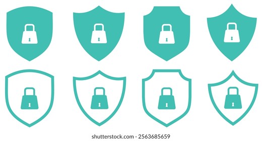 Safety, security, protection thin line icons. For website marketing design, logo, app, template, UI ,Vector illustration.  Lock security icon, Set of security shield icons. Design eps 10 