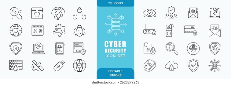 Safety, security, protection thin line icons. For website marketing design, logo, app, template, ui, etc. Vector illustration.