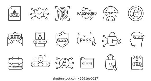 Safety, security, protection thin line icons. For website marketing design, logo, app, template, ui, etc. Vector illustration