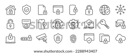 Safety, security, protection thin line icons. For website marketing design, logo, app, template, ui, etc. Vector illustration. Foto stock © 