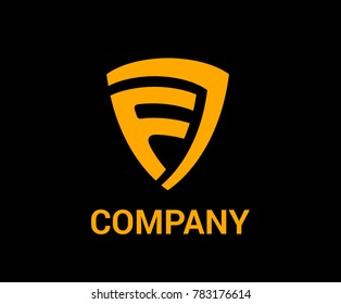 safety security shield F and J letter logo design concept for secure information protection data company gold color
