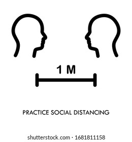 Сovid-19 safety and security symbol. Social Distance for prevention of spreading the infection. Vector illustration of people in facemasks