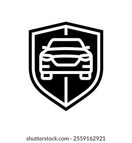 safety shield autonomous vehicle glyph icon vector. safety shield autonomous vehicle sign. isolated symbol illustration