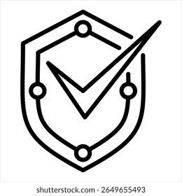 Safety a Shield with a Checkmark Vector Single icon