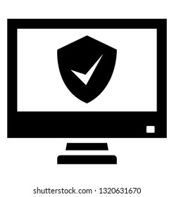 Safety shield denoting verified security glyph vector 