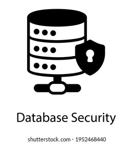 Safety shield over sql database security solid icon