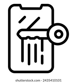 Safety shield phone glass icon outline vector. Anti scratch mirror display. Anti breakage smartphone technology
