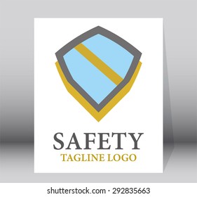 Safety shield protect logo element business vector shape design icon symbol abstract company illustration template 