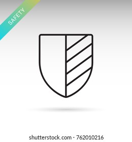 Safety shield, protection thin line isolated vector simple icon