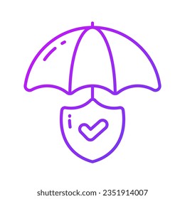 Safety Shield under Umbrella, vector of insurance, safety icon