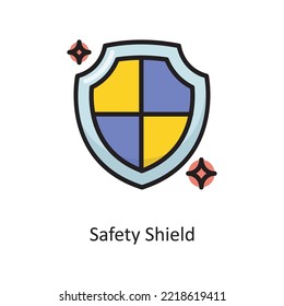 Safety Shield Vector  Filled Outline Icon Design illustration. Cloud Computing Symbol on White background EPS 10 File