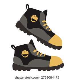 Safety shoes in flat vector style for industrial and construction work. Ideal for workwear visuals, safety training, and equipment illustrations.
