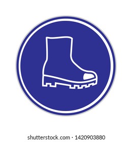 Safety Shoes Must be Worn Icon - Vectors, Flat and Trendy Sign, Symbol, Illustration, Attention or Warning Stickers for Design, Information, Presentation or Mobile Apps.