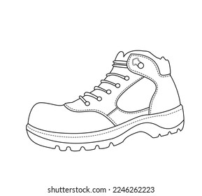 Safety shoes. Personal protective equipment for workers. Vector safety shoes sketch  illustration. Side view.