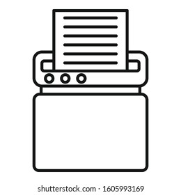 Safety shredder icon. Outline safety shredder vector icon for web design isolated on white background