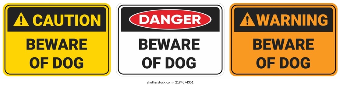 Safety sign Beware Of Dog. sign warning, caution and danger Isolate On yellow Background Label. EPS10