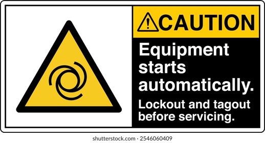 Sinal de segurança Cuidado O Equipamento Inicia Automaticamente o Bloqueio e a Saída Antes de Servir o Painel de Símbolo Preto Horizontal 02 à Esquerda.