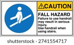 Safety sign Safety sign CAUTION Fall hazard failure to use handrail may result in serious injury use handrail when using stairs