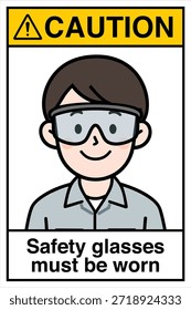 Aviso de advertência de perigo Segurança Primeiros óculos de segurança Proteção dos olhos deve ser usada