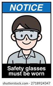Aviso de advertência de perigo Segurança Primeiros óculos de segurança Proteção dos olhos deve ser usada