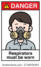Warnhinweis Gefahrenhinweis Achtung Sicherheit First Respirators Atemschutz muss getragen werden