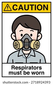 Warnhinweis Gefahrenhinweis Achtung Sicherheit First Respirators Atemschutz muss getragen werden