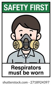 Warnhinweis Gefahrenhinweis Achtung Sicherheit First Respirators Atemschutz muss getragen werden