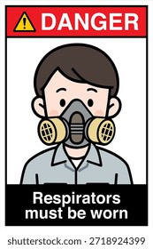 Warnhinweis Gefahrenhinweis Achtung Sicherheit First Respirators Atemschutz muss getragen werden