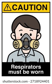 Warnhinweis Gefahrenhinweis Achtung Sicherheit First Respirators Atemschutz muss getragen werden