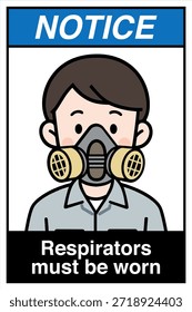 Warnhinweis Gefahrenhinweis Achtung Sicherheit First Respirators Atemschutz muss getragen werden